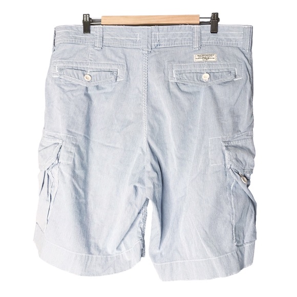 Polo Ralph Lauren Seersucker Cargo Shorts Blue White Stripes Cotton Men’s 38 - Picture 7 of 11